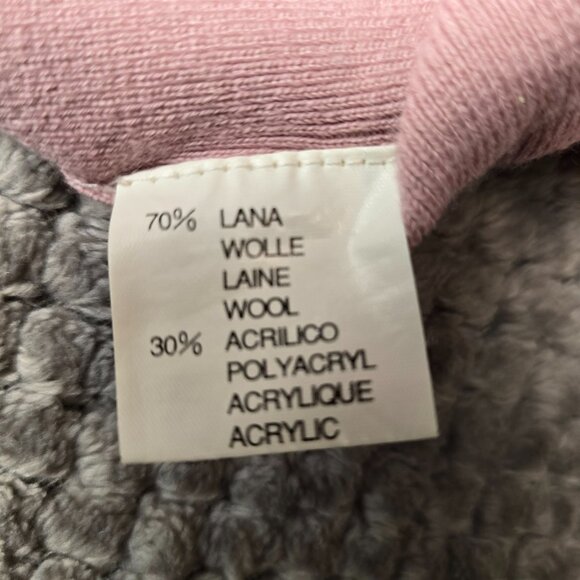 VINTAGE Saint André Italy Pink Wool Blend Sweater Lace Faux Fur Beads Sequin S/M - Picture 7 of 8